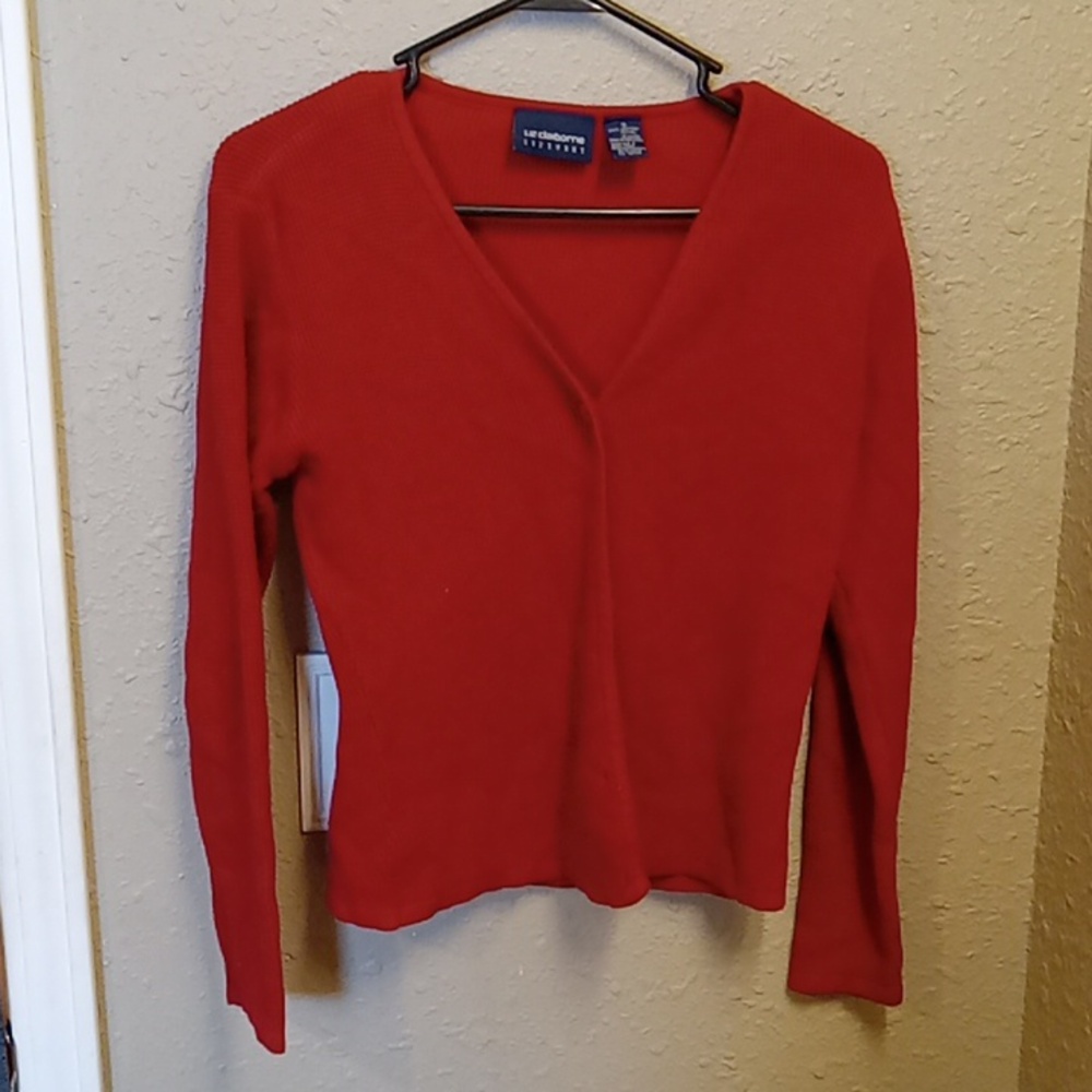100% Cotton Red Button Down Cardigan Sweater